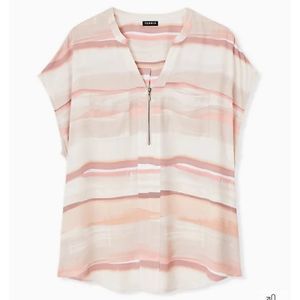 Torrid Blush and Cream Striped Blouse